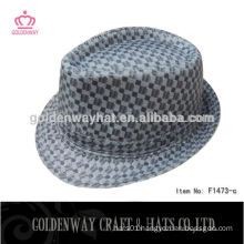 plaid black and white checked fedora hats